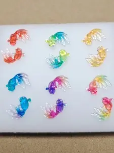 1 set New Spring Summer Goldfish Stud Earrings, Acrylic Transparent Ear Pins, Cute Design, All over Print, Resin Chain Material, Women's Jewelry