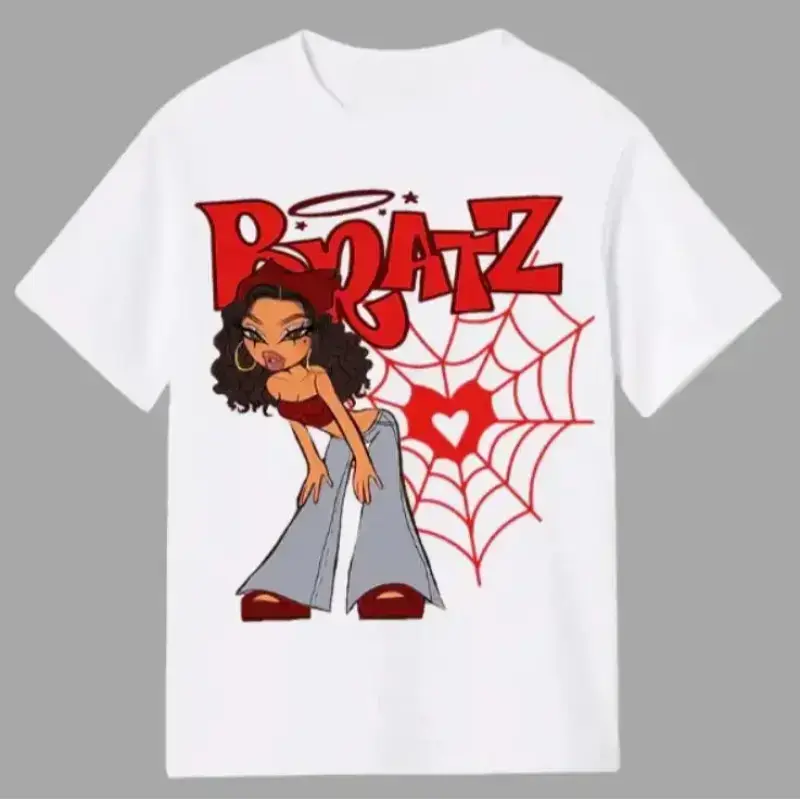 BRATZ Doll T-Shirt - Comes in Red or Black on Blk or White Shirt Short sleeve Casual T shirt graphic Cute  Comfortable Summer  Top