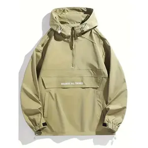 Men's Orange Hooded Jacket Zippered Full-Zip Hoodie with "BELIEVE ALL THINGS" Back Print - Loose Fit Long Sleeve Casual Coat, Full-Zip Closure & Front Pocket, Outerwear for Spring/Fall, Beige & Orange Color Options, Machine Washab(Sheets)