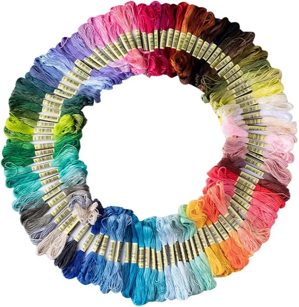 Friendship Bracelet String 50 Skeins Rainbow Color Embroidery Floss Cross Stitch Thread Cotton Floss Bracelet Yarn Craft Floss 8.75 Yard Each Skein for DIY Projects