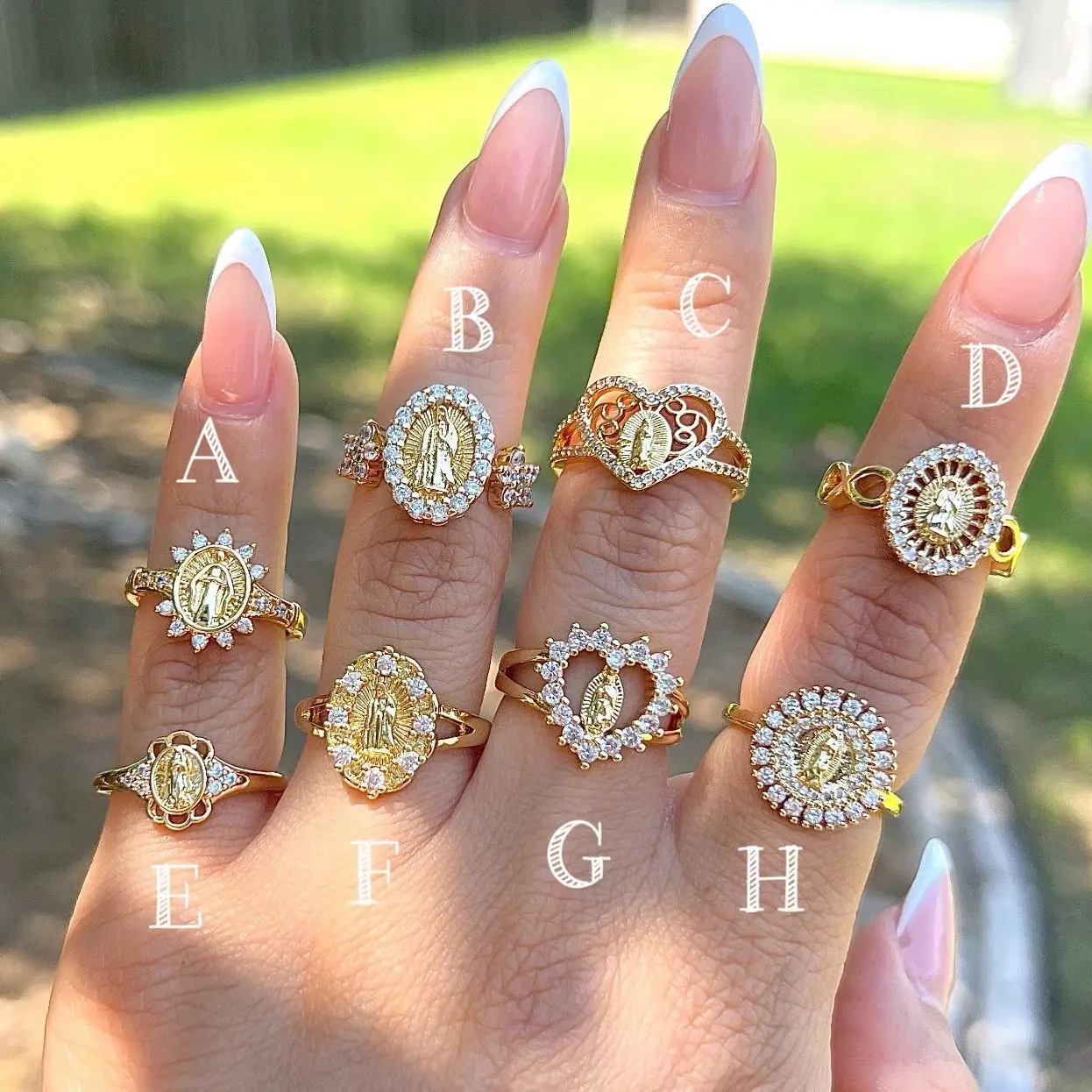 Virgen de Guadalupe gold plated ajustable ring