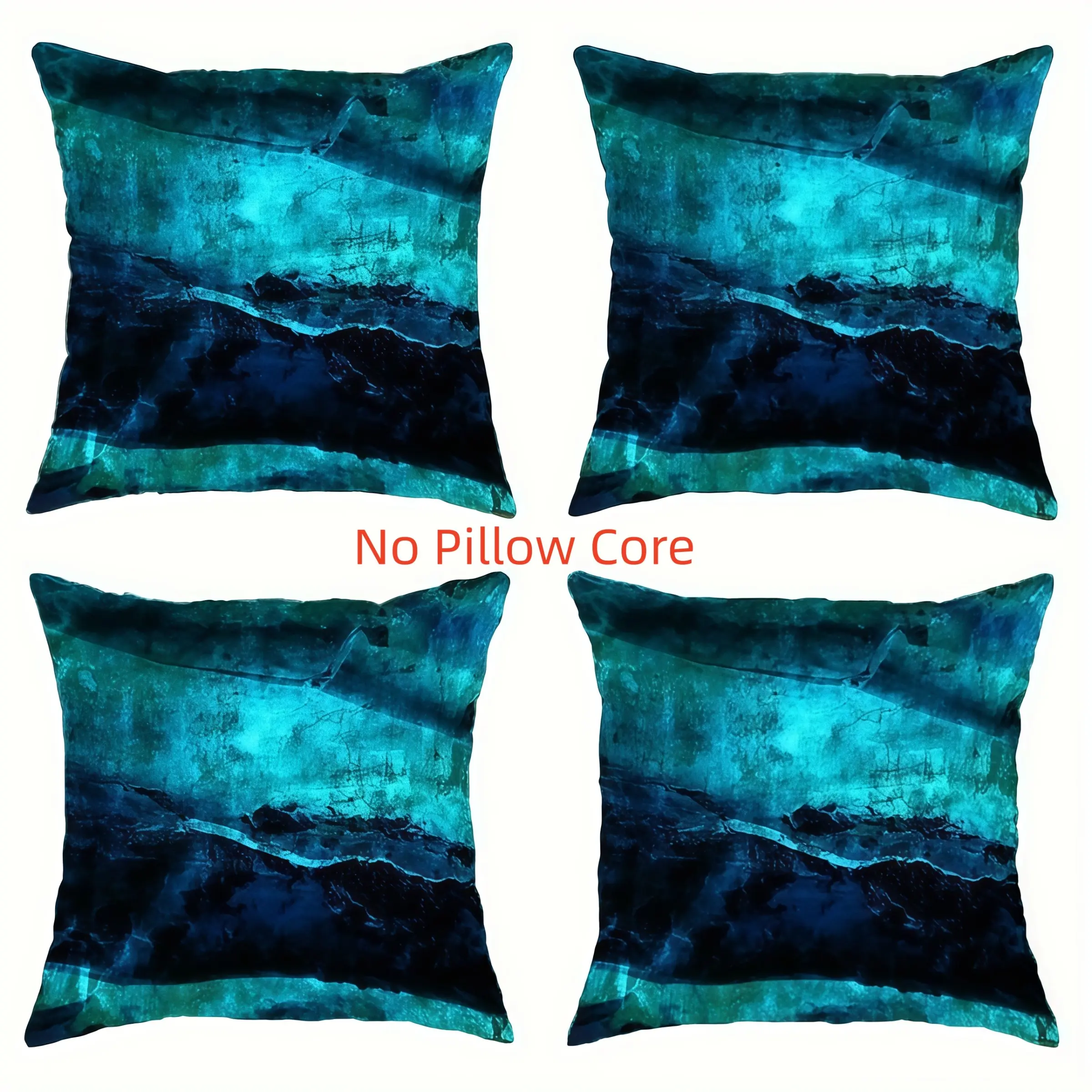 4pcs-Modern Abstract Themed Throw Pillow Covers, Dark Blue & Teal Design, Home Décor Products, Bedroom Decorative Accessories, Suitable Living Room, Bedroom, Sofa and Bed Decoration, 2D Flat, Single Sided Printing, No Pillow Core