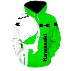 Kawasaki Motorcycles Fire Eagle Hoodie 3D All Over Prints Size S-5XL White Green
