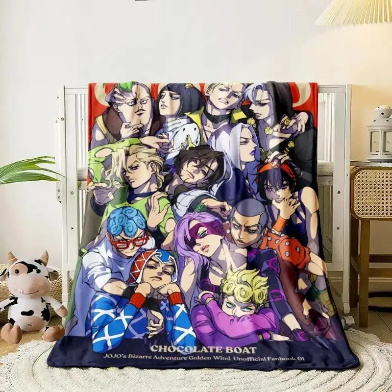 JoJo's Bizarre Adventure Stand Battle Style HD Art Soft Lightweight Flannel Blanket - Ultra Fluffy, Cozy, Warm, Oversized - Bedroom Couch Sofa Bed Cover Throw Decor, Birthday/Christmas Gift for Anime Fans, Soft Lightweight Blanket