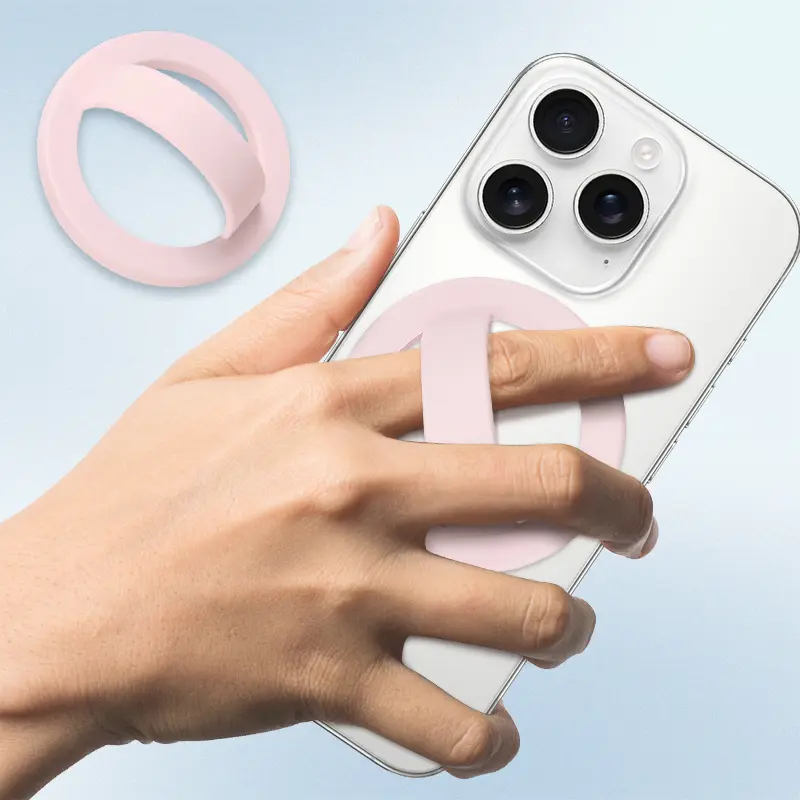 Silicone Magnetic Smartphone Ring Grip Holder - Rotating Finger Loop, Soft Portable, Strong Adhesion, MagSafe-Compatible, Hands-Free Magnetic Phone Stand Mount for Daily Use, Mobile Phone Accessories for Hands-Free Recording