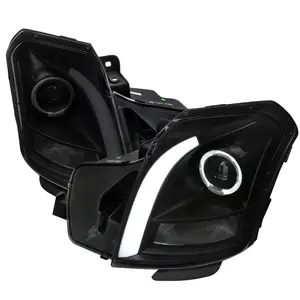 2003-2007 Cadillac CTS Halo Switchback Sequential LED Turn Signal Projector Headlights (Matte Black Housing/Smoked Lens)