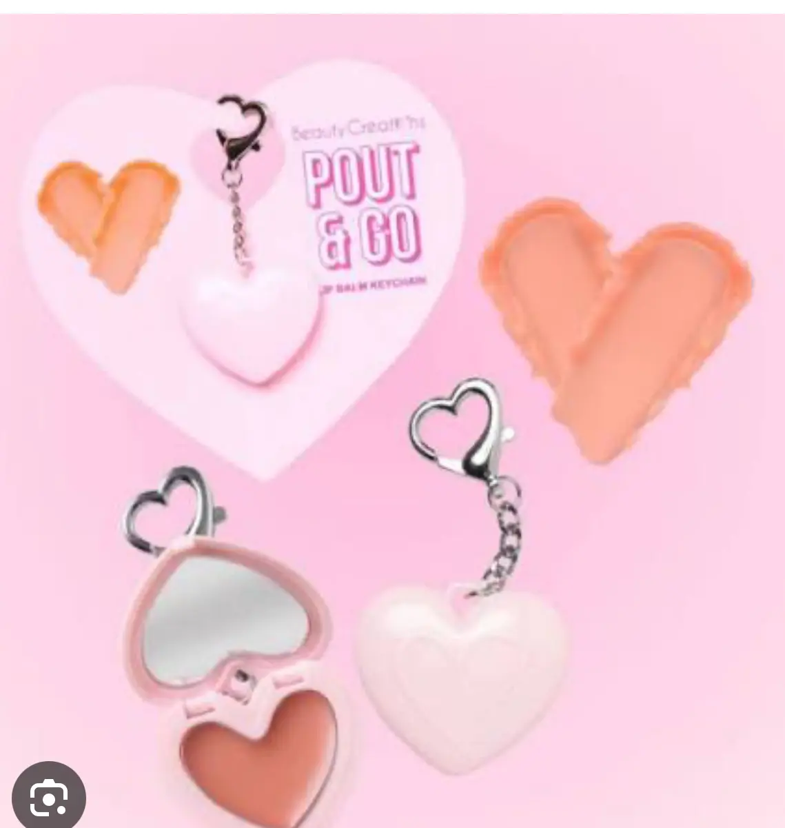 Beauty Creations Pout & Go Lip Balm Keychain Daily Heart-Shaped Design Portable Lip Care Accessory
