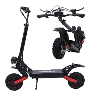 FREEBOY Electric Scooter with 2400W Motor 37 mph Top Speed 60V 21Ah Battery 34 Miles Range 10-inch All-Terrain Tires Foldable Design Front & Rear Suspension Ideal for Teenagers Target Audience