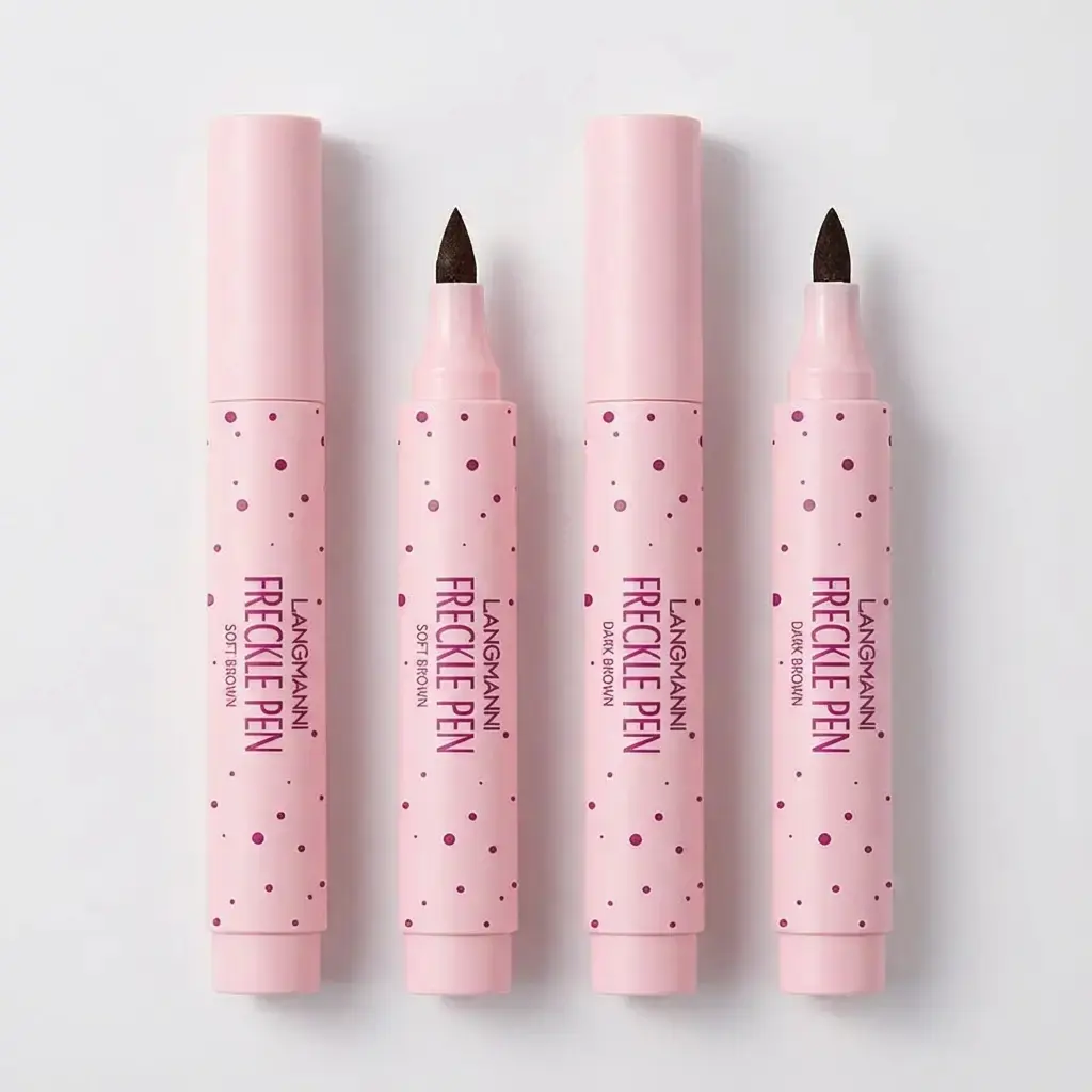 Waterproof Freckle Pen 2-Pack Bundle, 2 Brown One-Size Faux Freckles Sticks with Fine Tip, Long-Lasting Natural Simulation Makeup