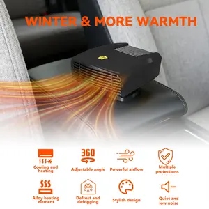 12V Portable Car Heater and Defroster - With 360° Rotating Windshield Heater Fast Heating Dual Mode ABS Material Compact Plug-in Design Suitable for Trucks RVs Motorcycles - Car Plug - Winter/Summer Dual-Use Accessory