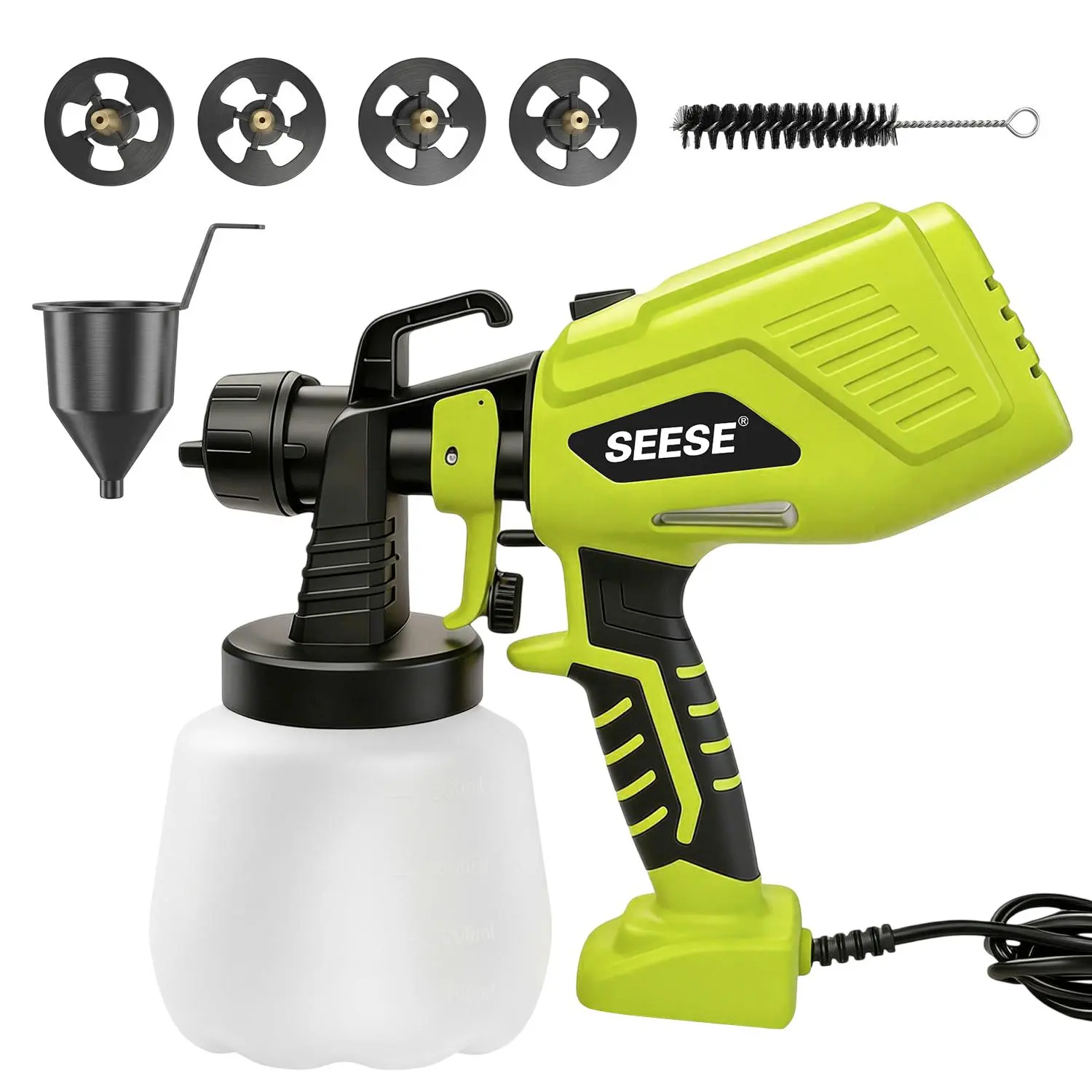 SEESE Paint Sprayer,Equipped with a 1200ml Large-Capacity Spray Gun and Cleaning Accessories, Adjustable Flow Control, 4 Nozzles, and 3 Spray Modes. Easy to Clean and Suitable for Painting Furniture, Fences, Walls, Doors, Windows fathersd