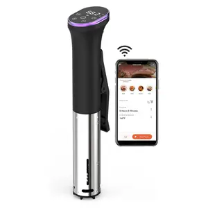 Karinear Stainless Steel Sous Vide Cooker - WiFi Control, ±0.6°F Acc., 13.8x2.5x2.5in Compact Design, LED Display, Silent Operation, 20 Reusable Silicone Bags, Magnetic Attachment, US Plug Specialty Kitchen Appliance