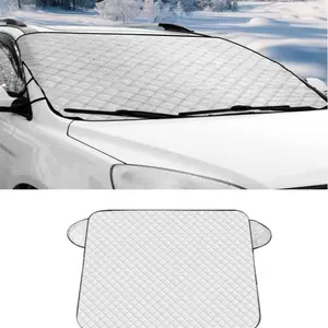 Car Windshield Cover, Heavy Duty Thick Protective Windscreen Cover - Snow Ice Frost Sun UV Dust Water Resistent - Pefect Fit for Cars SUVs All Years Summer/Winter Single-layer flocked (1PCS:door clip style)