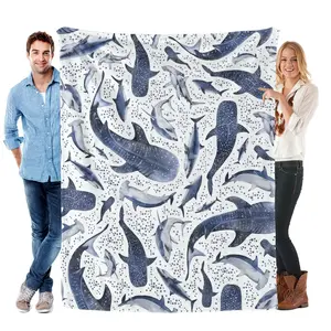 Romantic ocean style whale shark pattern warm blanket children adult nap blanket soft and comfortable suitable for all seasons