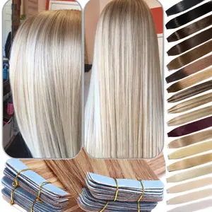 20PCS 50G Seamless Tape In on Skin Weft Full Head Skin Wefts Invisible hair extensions 50 Gram Per Package 20 Pieces 50G Straight Tape-In Human Hair Extensions 12-24 inch