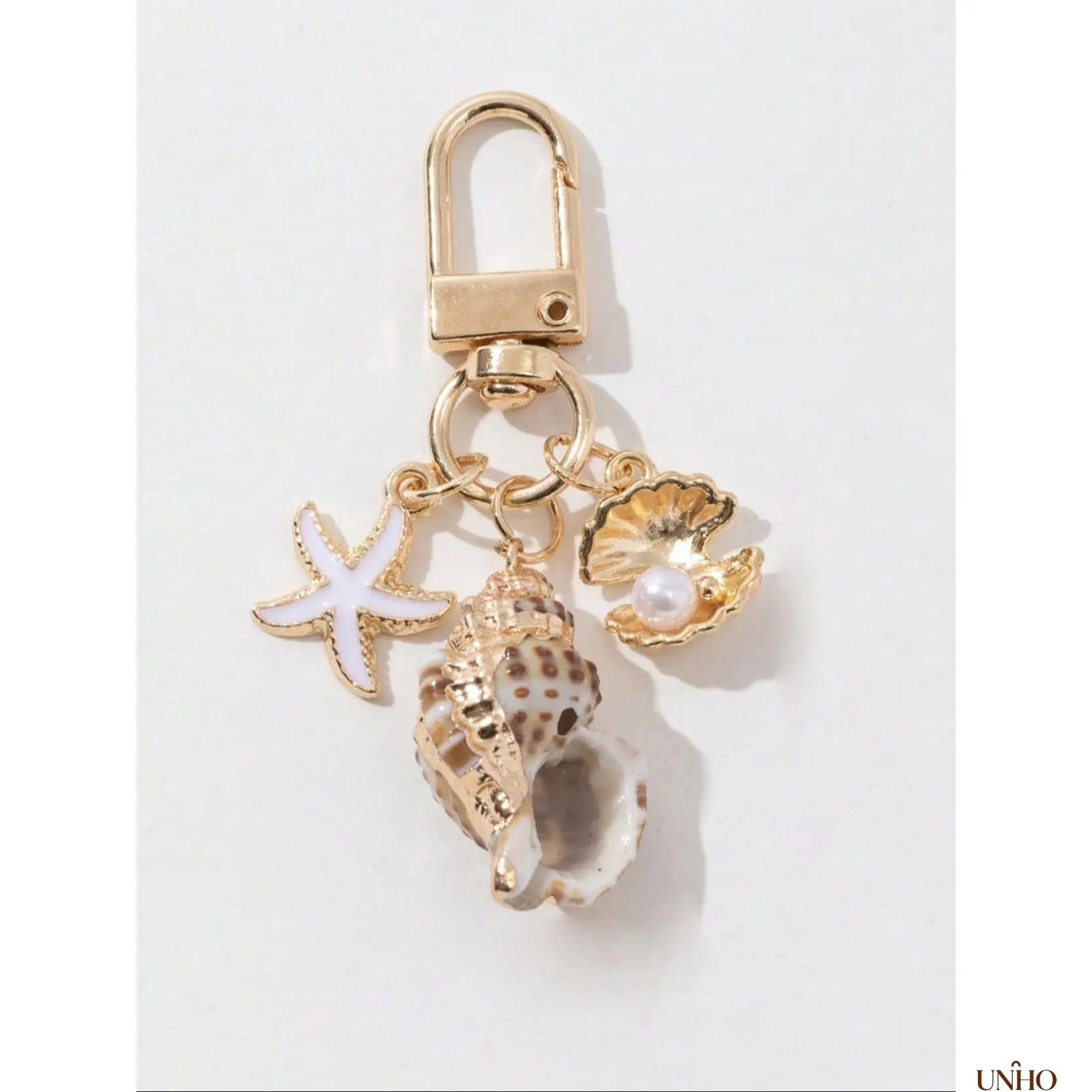 Marine Shell Starfish Conch Key Ring Bag Charm - Casual DIY Bag Accessories, Elevate Your Style Daily Accessory for Driving/OOTD, Unisex Exquisite Decor for Handbags Backpacks Car Keys & Birthday Gift, Women