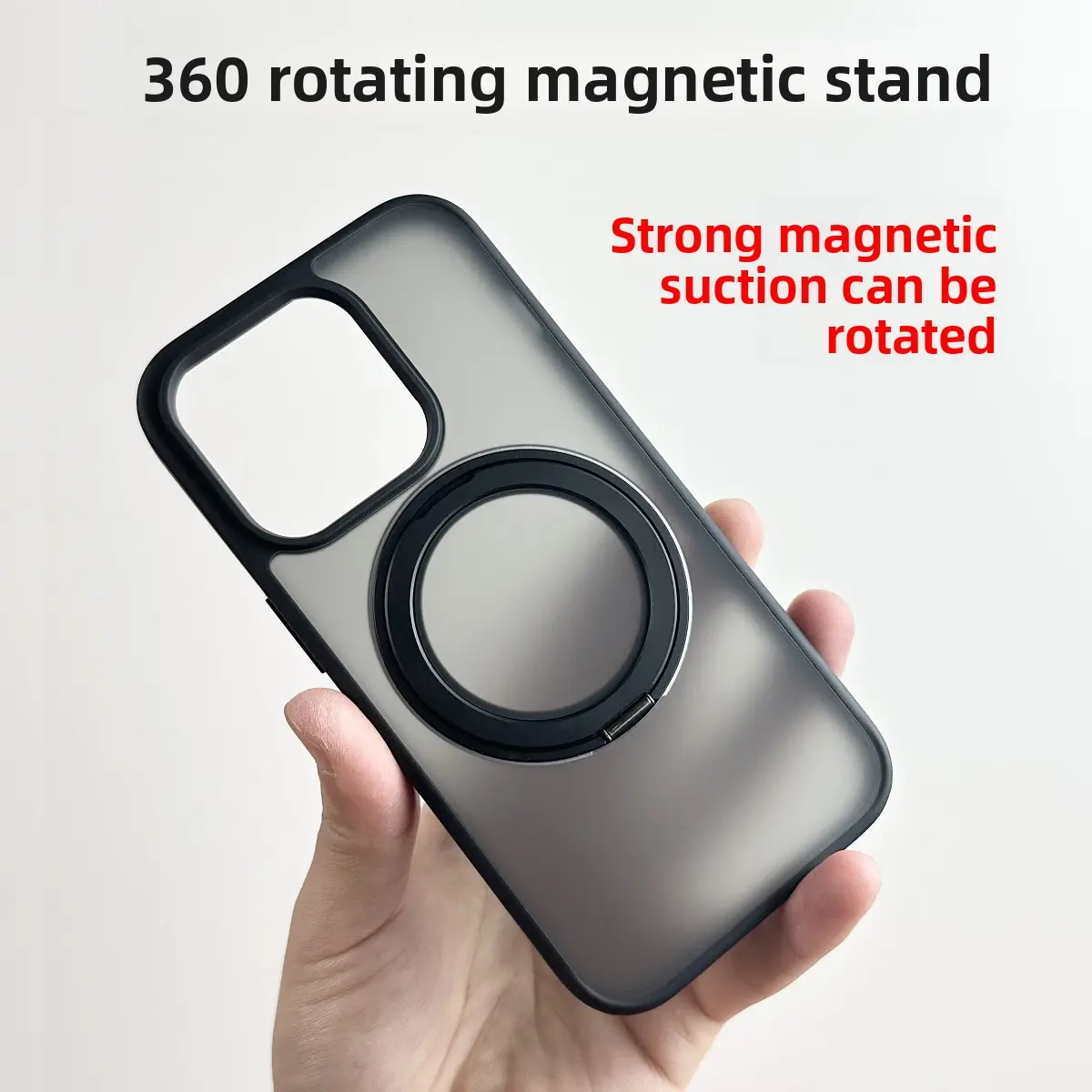 The rotating bracket is magnetic and suitable for iPhone 16 Pro Max/15pro/14/13 series, with transparent frosted wireless charging fulcrum, high-grade protective cover to prevent falling, and 360° ring. 007