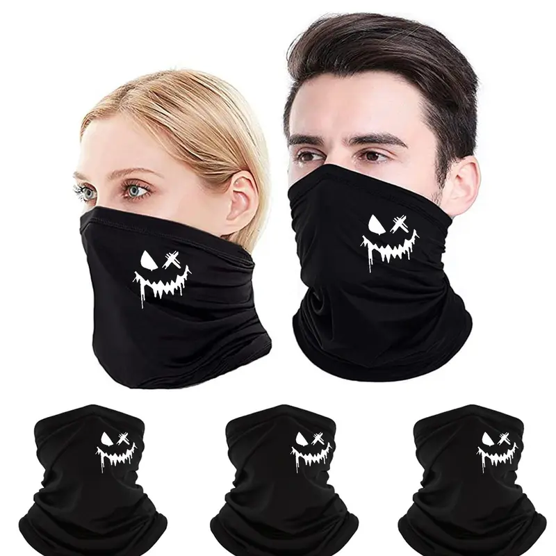 Smiling Face Printing Face Mask, Breathable Face Covering, Windproof Bandana, Gaiter Mask, Fashion Accessories for Men & Women, Stylish Masks Print