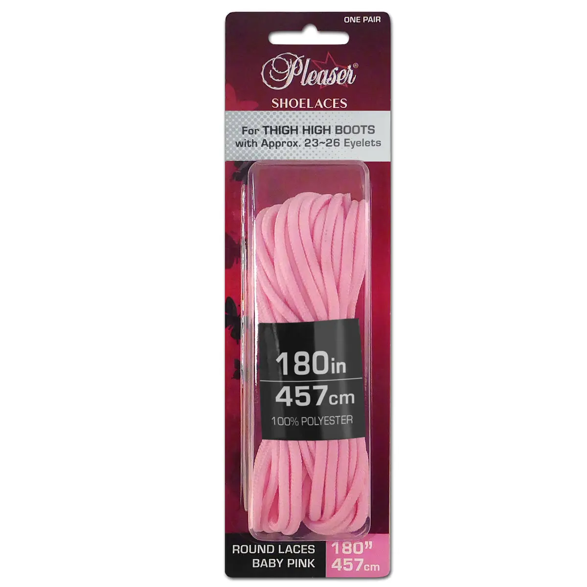 Baby Pink Glamorous Shoelaces, 15ft / 457cm Extra Long Round Bootlace Lace Up for Thigh-High & Crotch Footwear