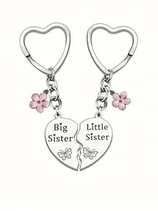 2pcs/Set Big Sis Lil Sis Matching Sister Keyring Gift for Sisters Birthday Christmas Gifts Stylish Keychain