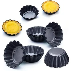 12 Packs 2.6 x 0.9inch Carbon Steel Egg Tart Mold Cupcake Muffin Tin Pan Baking Tool