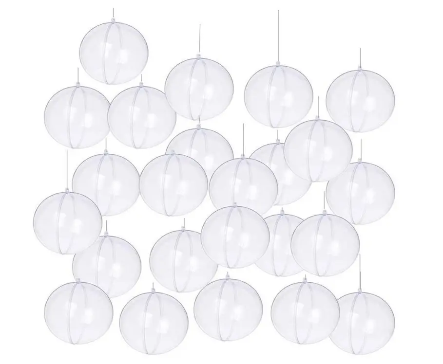 Clear Plastic Acrylic Fillable Transparent Ball Ornament Bauble Sphere for Wedding Party Festival Home Decor