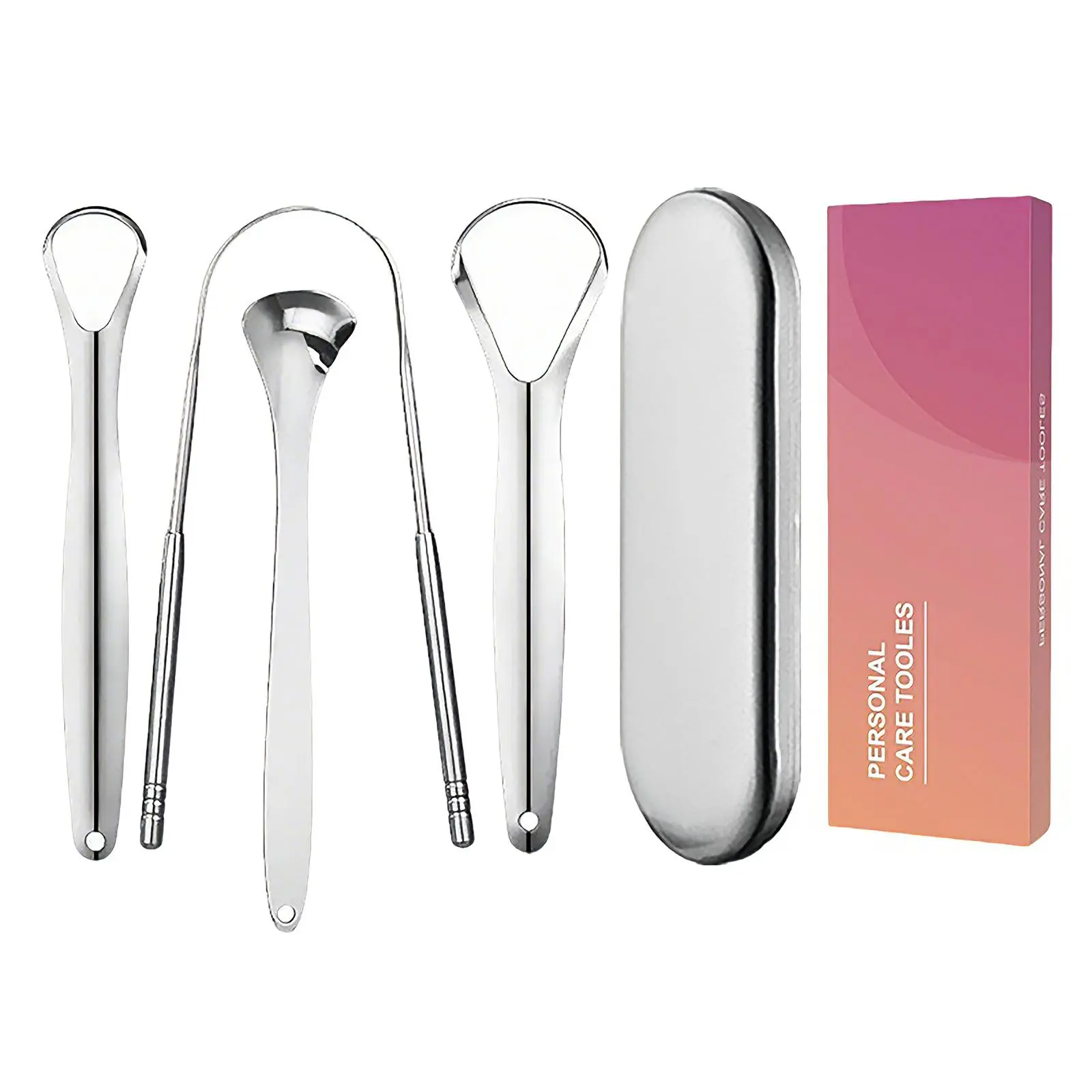 UFORU 4-Pack Tongue Scraper for Adults and Kids, Stainless Steel Tongue Scraper 4 Pack, 304 Metal Tongue Cleaner Set with Travel Case, Smooth Edge Oral Hygiene Tool for Adults and Daily Fresh Breath Care