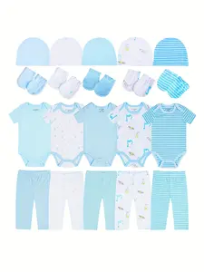 JY.COZY FOR BABY Baby Girl Boy Clothes Unisex Onesie Set 20 Pack Organic Cotton 5 Bodysuits 5 Pants 5 Hats 5 Gloves Newborn Pajama Infant Outfits Suits Hypoallergenic Breathable Stretchy OEKO-TEX Certified for All Seasons Playdate Christening Photo Shoot