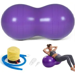 Anti-burst Peanut Exercise Ball With Pump 90x45cm Gym Quality Yoga Fitness Ball for Kids Therapy Pregnancy Birth Physical Therapy Child Training Women Men