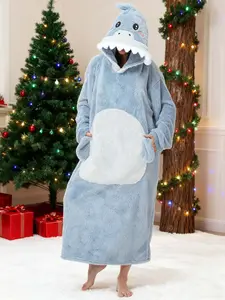 Long Cozy Plush Animal Print Loungewear Sleep Dress Comfortable and Warm Nightgown for Relaxation Perfect Lounge Clothes for Women Ideal for Home and Sleepwear Fashion Stylish Sleep Dress