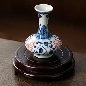 Rotating Wood Display Stand - Oriental Round Pedestal Riser for Vases, Lamps & Teapots - Brown Vintage Decorative Base, Stable Swivel Turntable for Home Decor outdoorfun