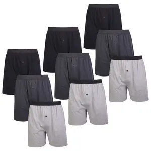 9 Pack Men's Boxer Briefs Cotton Loose Fit Boxers S-3XL Men Soft Breathable Plain Solid Comfort Underwear with Button Fly Pouch Elastic Waist Menswear
