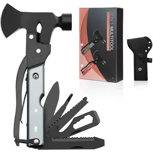 Multitool Camping Accessories Gifts for Men Dad, 18 in 1 Survival Compact Hatchet Multi Tools with Knife Axe Hammer Saw Screwdrivers Pliers Bottle Opener for Hunting Hiking Fishing
