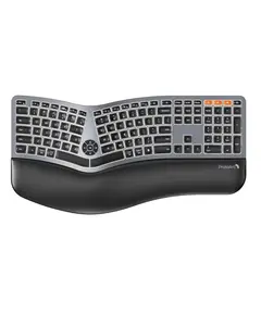 ProtoArc Backlit Bluetooth Ergonomic Keyboard, EK01 Plus Full Size Wireless Split Keyboard with Dual Bluetooth and USB, Cushioned Wrist Rest, Rechargeable, Compatible with Windows/Mac/Android