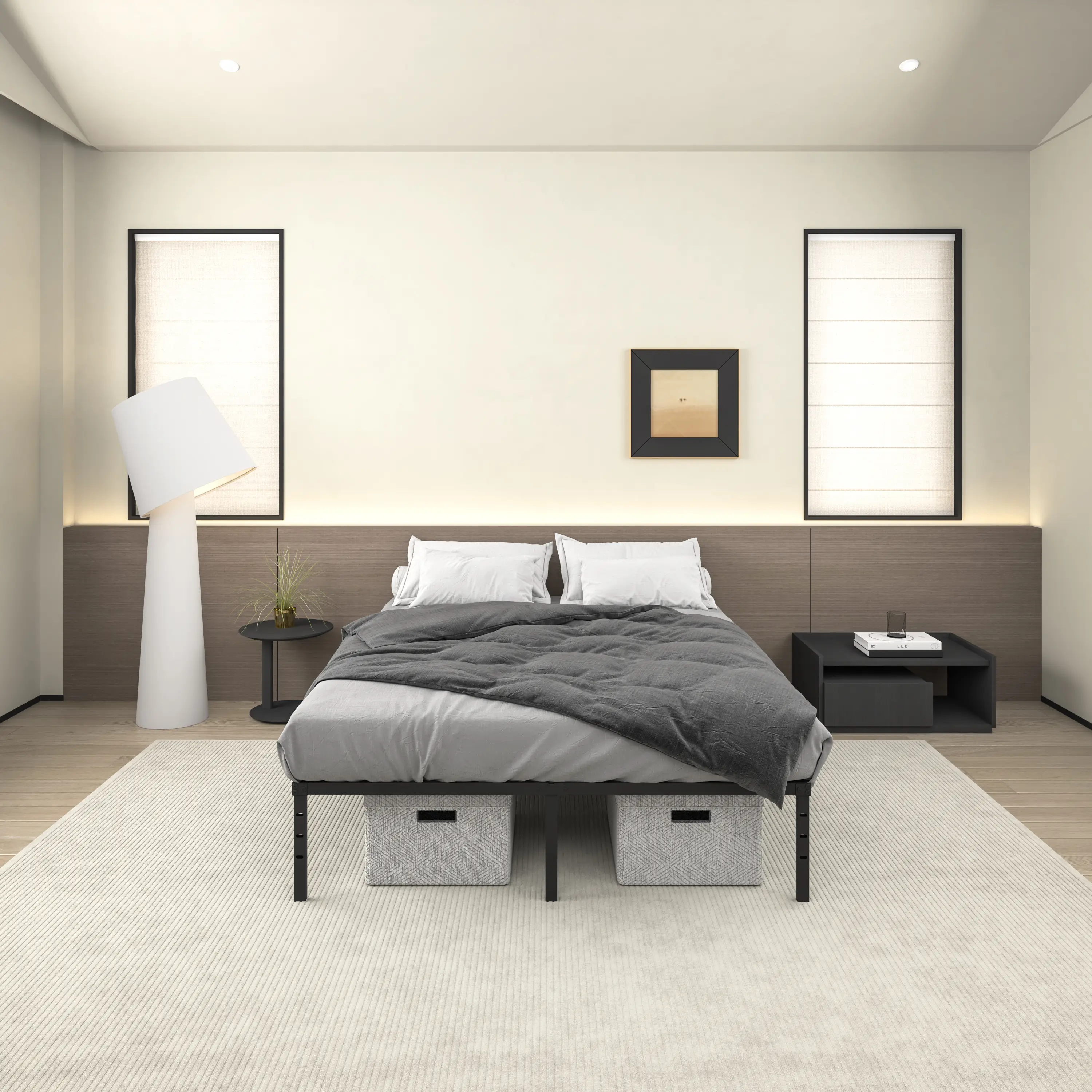 Edenza-Bed Frame 14 16 18 inch, Box Spring 5 7 9 Inch, Heavy Duty Mattress BoxSpring Foundation, Sturdy Queen Box Springs for Bed with Fabric Cover Se