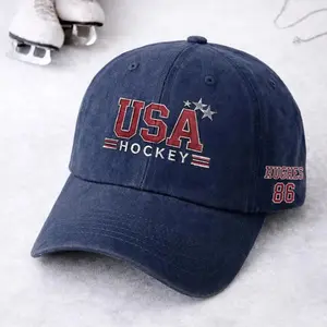 USA Hockey Embroidered Navy Dad Cap – Vintage Style Baseball Hat