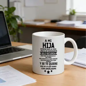 1pc, ' A MI Hija ' Inspirational Ceramic Coffee Mug - to My Daughter Mug, Reusable, Perfect Summer Winter Drinkware Gift, Safe & Comfortable Grip, Room Decor, Home Decor, Party Gift, Birthday Gift, Holiday Gifts