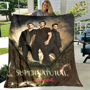 Supernatural Flannel Throw Blanket - Cozy Lightweight Plush Quilt with Custom Name, Vintage Geometric Design, All-Season Comfort for Bed or Couch, Bed And Couch Throw | Stylish Fandom Decor | Supernatural Themed Textile, Office