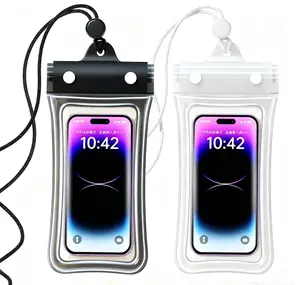 2PCS Waterproof Phone Pouch,  Clear Waterproof CellPhone Case Lanyard for iPhone Galaxy Up To 7",InflatableEdge Better Buoyancy, Essential Dry Bag for WinterSwimming, Cruise Ship, Diving, Kayaking, Soak in hotsprings, SPA