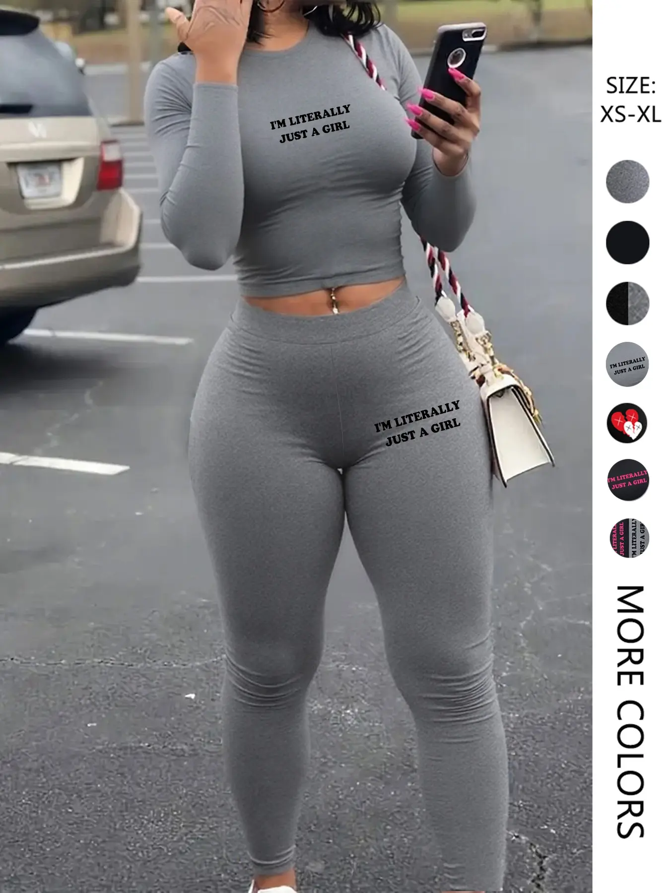 Women's Casual Fitted Crop Top Set, Long Sleeve Plain Sporty, pantsuit，long johns，Two-Piece Long Pants Suit for Spring & Fall Seasons