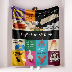 Friends TV Show Blanket Smelly Cat Pivot Quotes Print Funny  Soft Warm Fuzzy Perfect for Sofa Gift for Best Friend    Cactus otaku comfortable princess warm napping throw travel couple plush daughter grounding  r34 Snorlax Cartoon Flannel bath