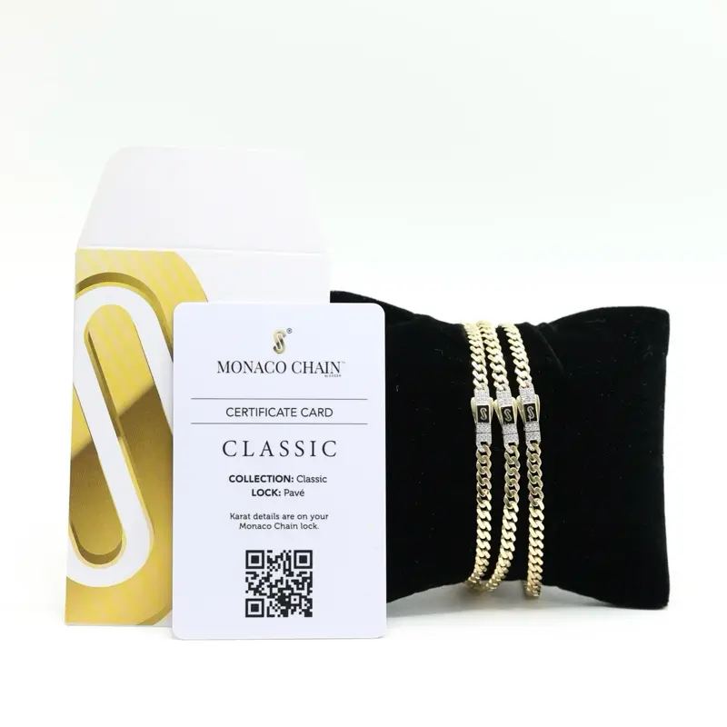 14KT Gold Monaco 4mm Bracelet Certified - 4 Sizes