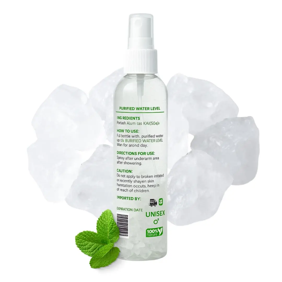 Whole Body Natural Crystal Piedra Alumbre Deodorant Spray – Refillable 8oz Potash Alum Mist for Women, Men & Teens – With Real Alum Stones – Aluminum-Free, Long-Lasting & Gentle