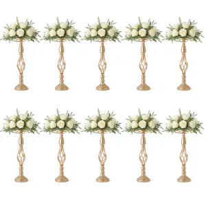 GARVEE 10Pcs Metal Flower Stand Set, 52cm Tall Gold Wedding Centerpiece Vases for Tables, Decorative Stable Floral Display Racks Ideal for Wedding Party Event Decor