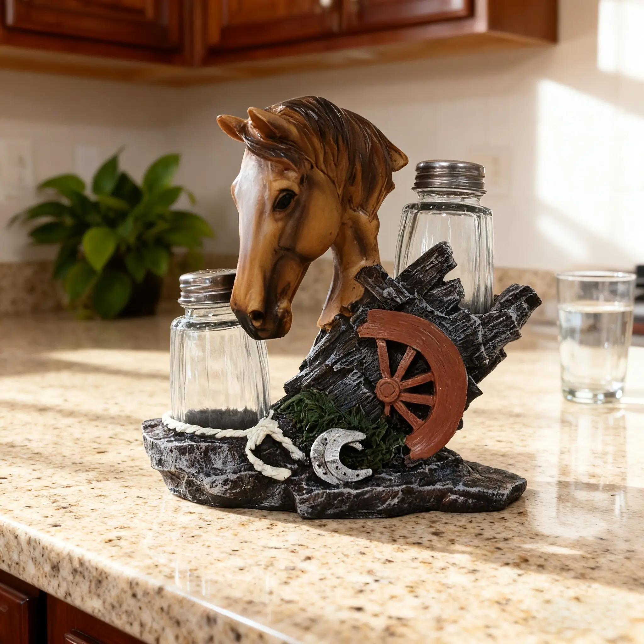 Practical Horse Kitchen Home Decor Ornament, Resin Figurine Statue, Decorative Figurine, Multi-Functional Design for Spice Bottles and Wine, Organized Storage, Perfect Gift for Equestrians