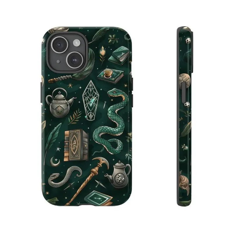 HP Harry Potter Slytherin Academy Collage Phone Case Cover for iphone 17 phone case 16 pro max 15 Plus 14 13 12 11 and Samsung S26Ultra S25Plus S24 S23 S22 Cute,clear,military-grade,high-end,durable,shockproof,and drop-resistant 2-in-1 glossy phone case