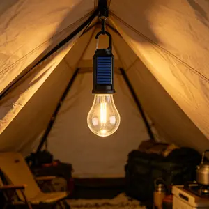 Solar tent lights, USB rechargeable LED camping lantern; outdoor hanging light bulbs with clip hook for camping, Christmas decorations, emergencies, flashlight (1 piece)