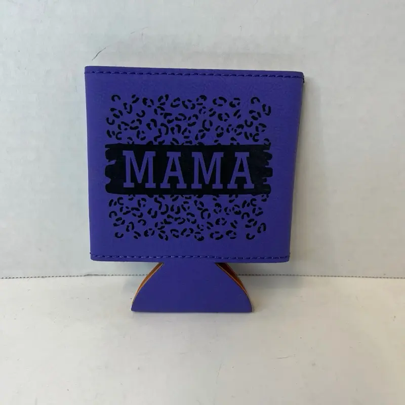 Purple Leatherette Koozie Mama Cheetah Print Design - Perfect for Events and Gifts for Her