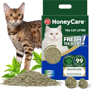 HONEYCARE : Cat Litter | Fast Clumping | Flushable Litter | Easy to Clean | Fresh Tea Scent | Natural Ingredients | Biodegradable | Low Dusting | Excellent Deodorizing | Fragrance Free