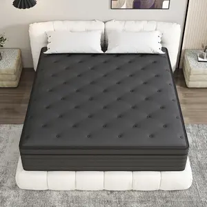 KORLOVY 8/12/14 Inch Black Mattress Twin Full Queen King Size Memory Foam Hybrid Pocket Spring Medium Firm Durable Boxed Mattresses Fiberglass-free